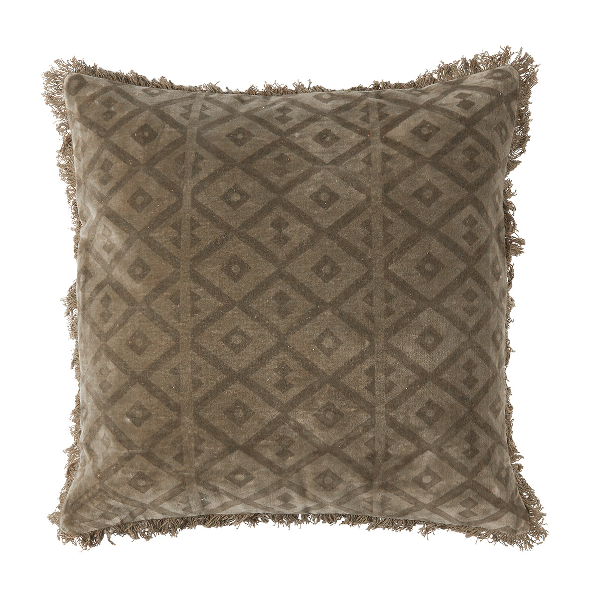 Pude m/fyld 50x50cm velour/bom , Warm gray