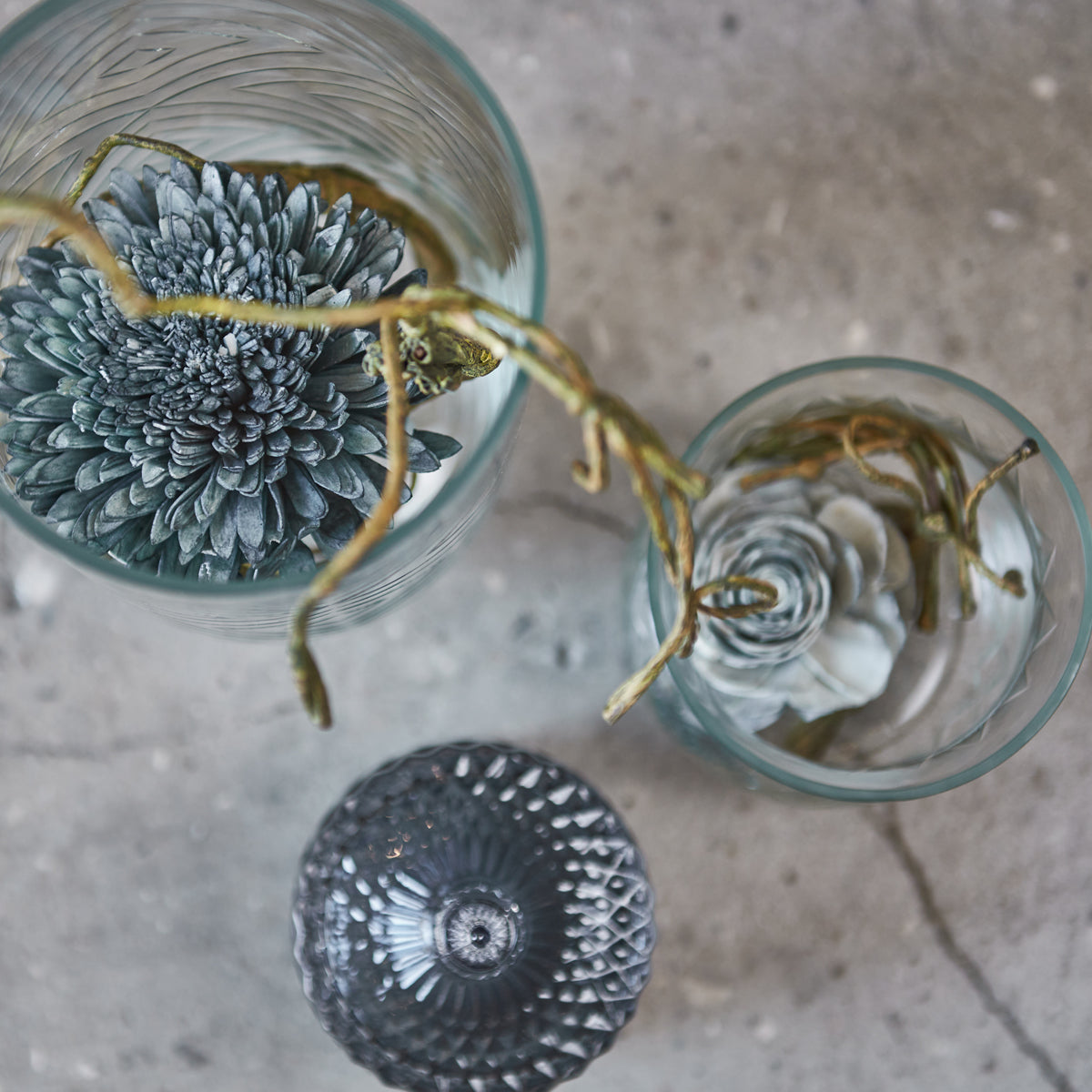 Skål med låg harleki 11x14 glas blå