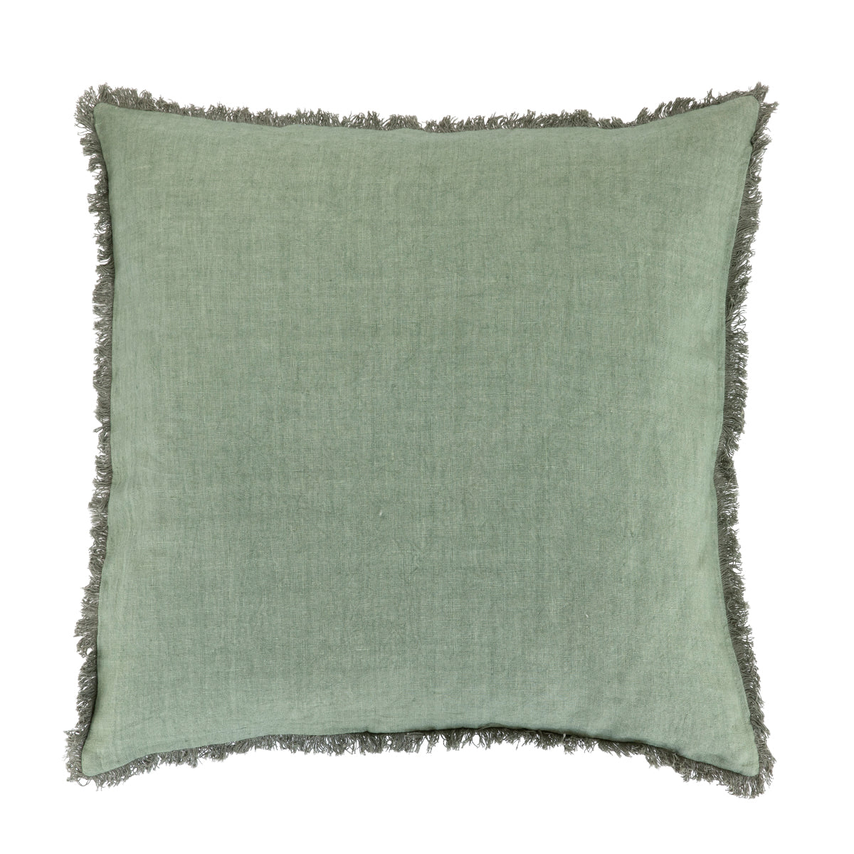 Pude m/fyld 60x60cm hør/bomuld , Green