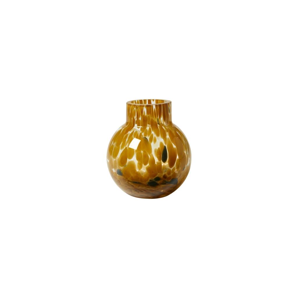 Vase m/pletter D13x14cm glas Amber mix