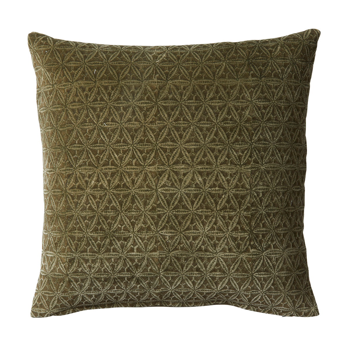 Pude m/fyld 50x50cm bomuld/velour , Olive