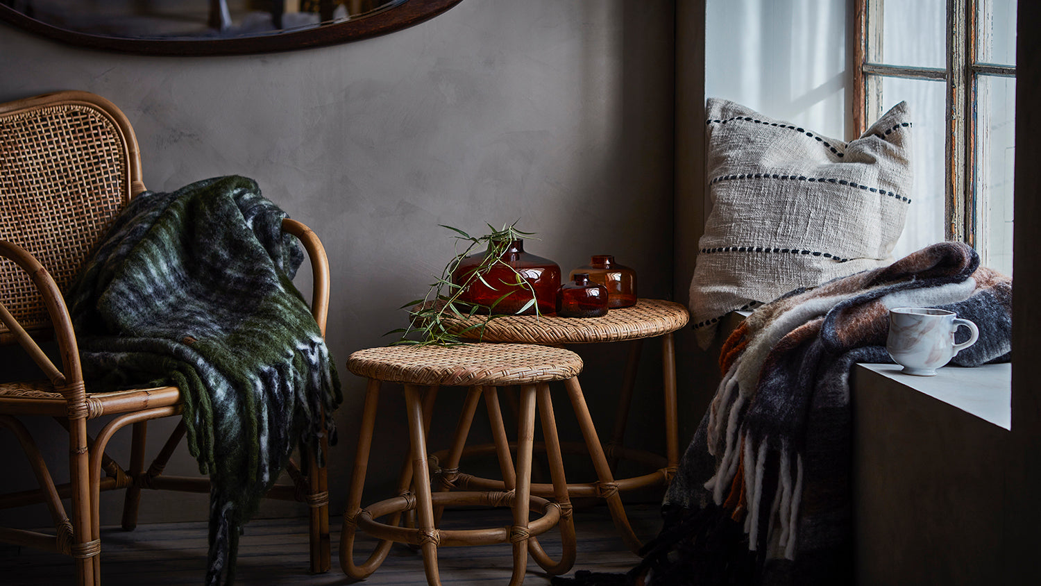 FRASSE Tæppe, Grøn/sort/hvid