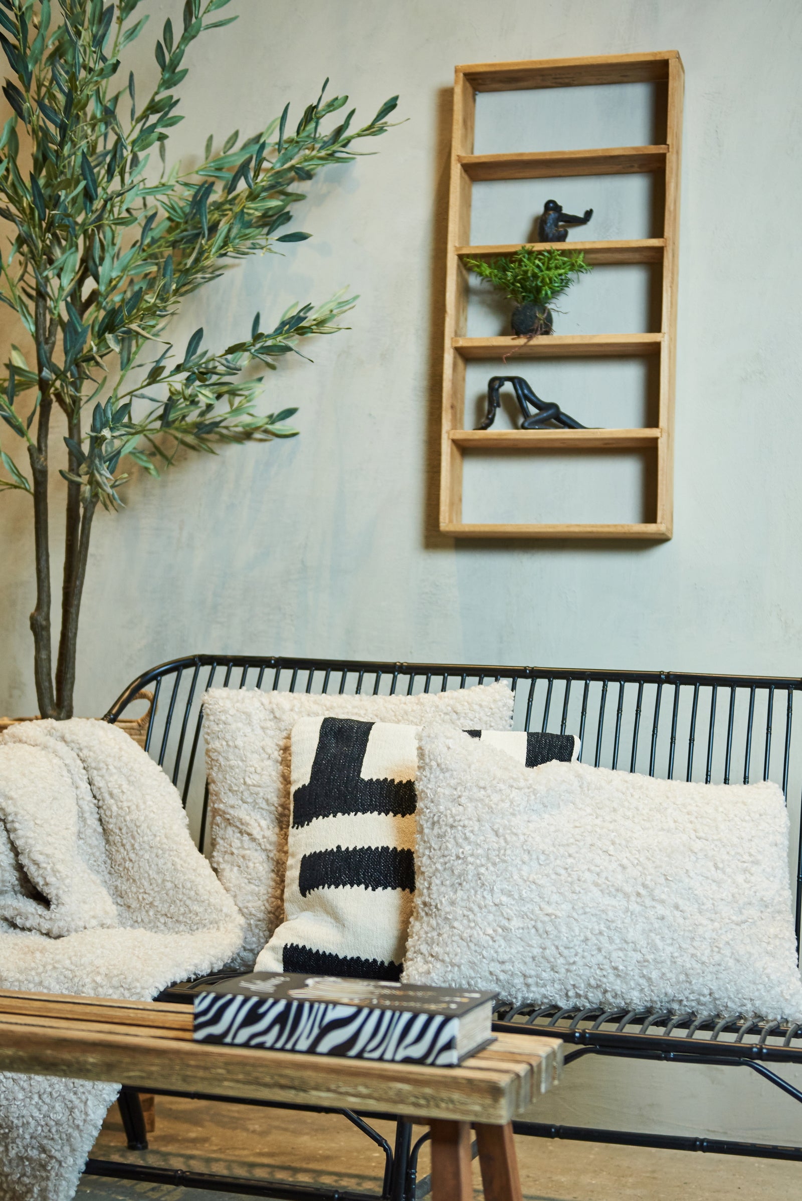 Pude m/fyld, pels lys 60x40cm