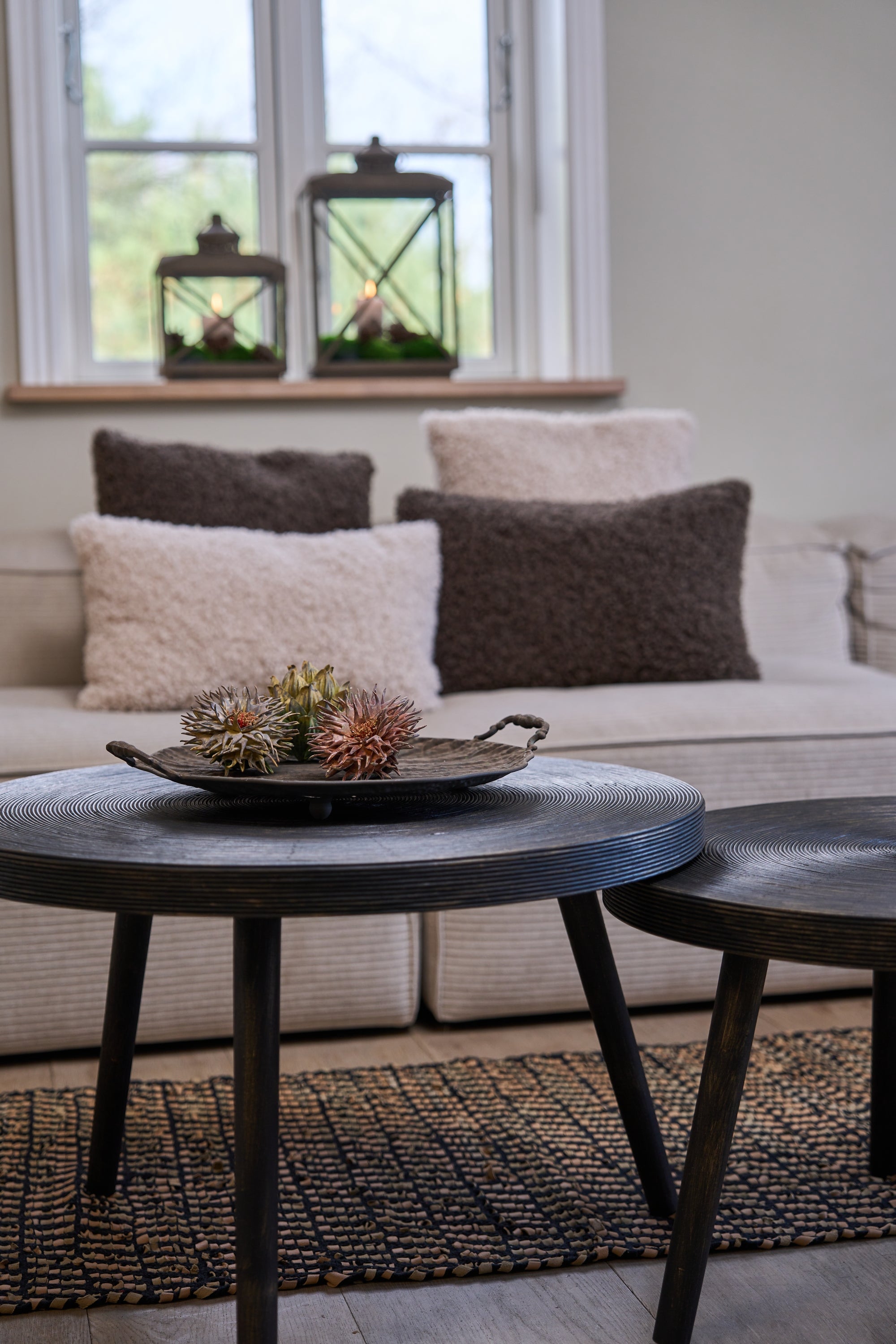 Pude m/fyld, pels brun 60x40cm