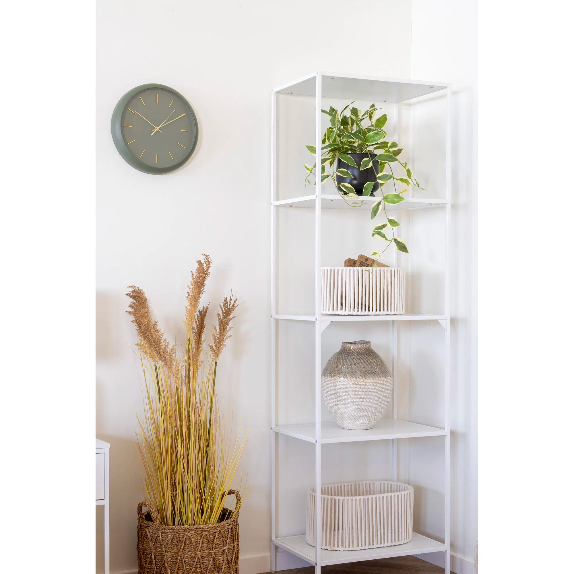 Keramikvase - hvid/grøn