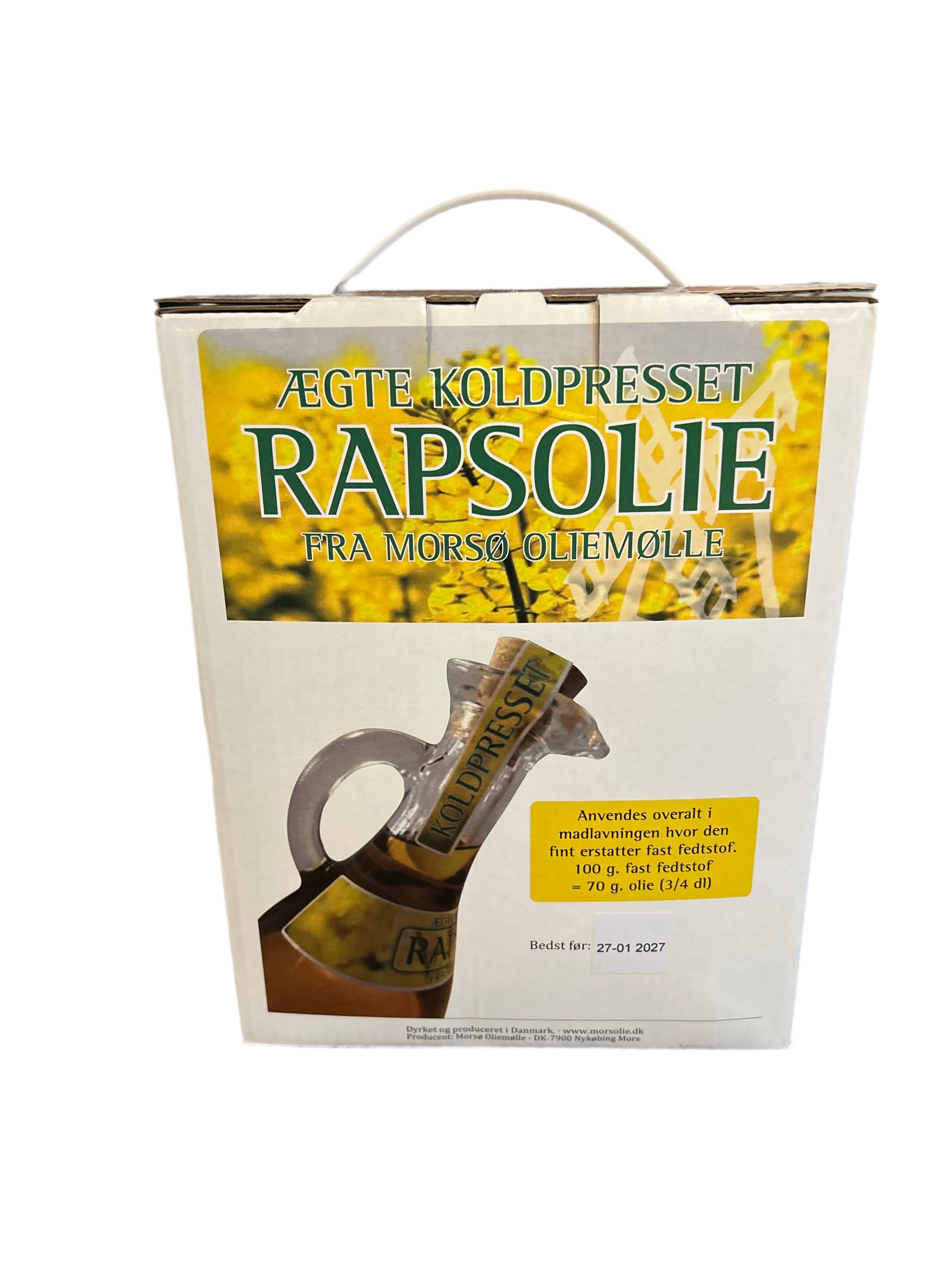 Morsø oliemølle - Koldpresset Rapsolie 3L