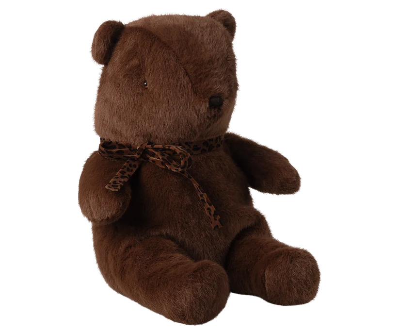 Bamse, plys, Medium - Mørk brun