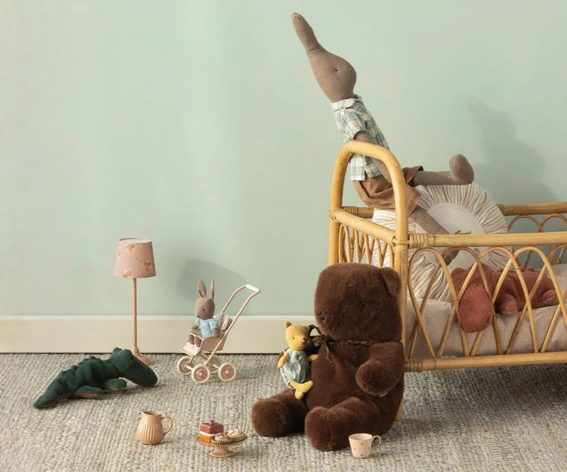 Bamse, plys, Medium - Mørk brun