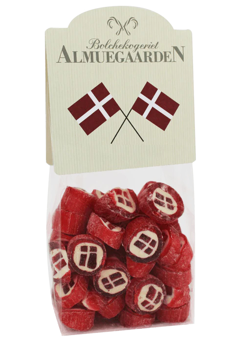 Danske flag bolcher med smag af jordbær