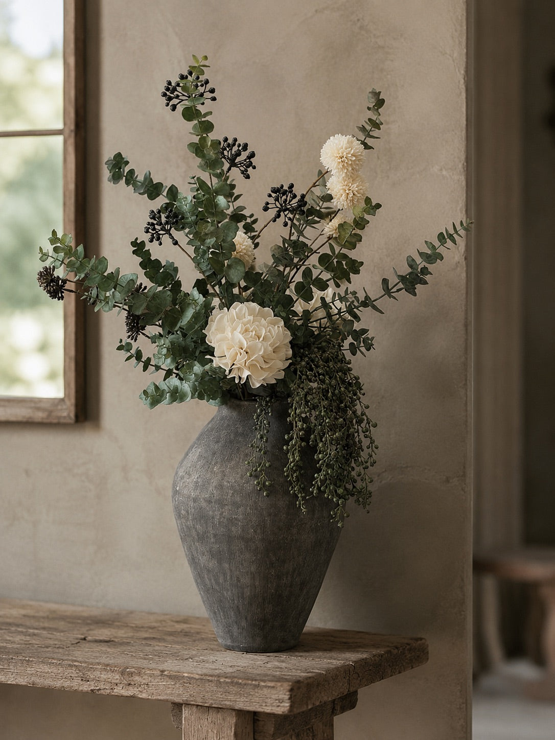 Dahlia lys creme h 57 cm