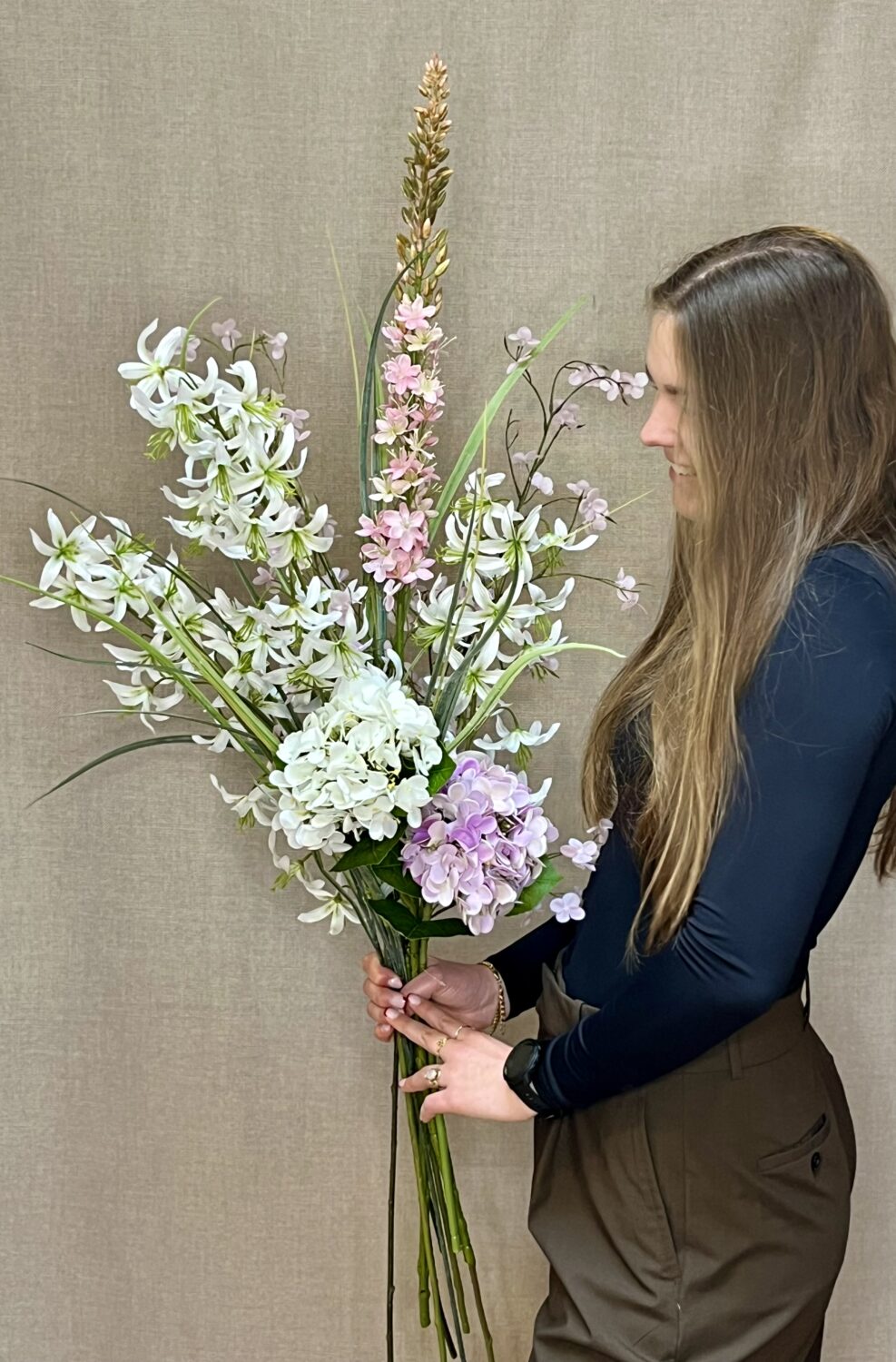 Hortensia rosa real touch h 60 cm