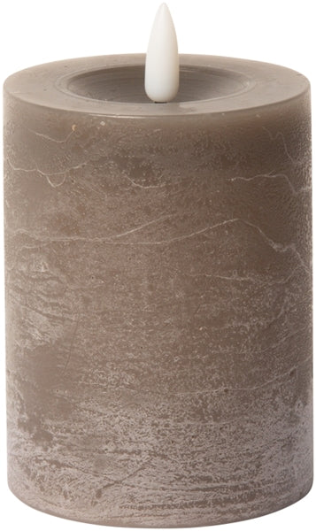 LED Bloklys, rustik, latte, 10xø7,5 cm