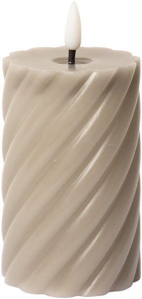 LED Bloklys, spiral, grå, 11xø7 cm