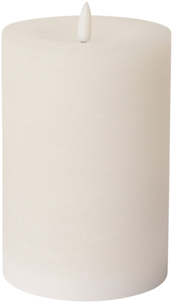 LED Bloklys, rustik, hvid, 15xø10 cm