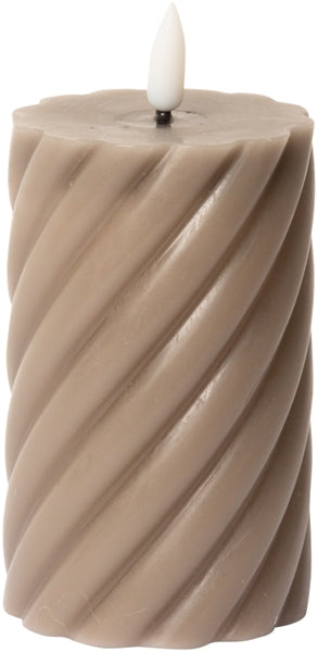 LED Bloklys, spiral, latte, 11xø7 cm