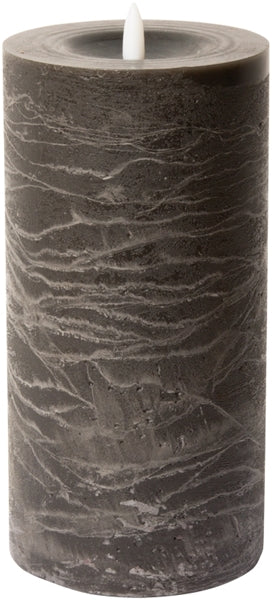 LED Bloklys, rustik, trækul, 20xø10 cm