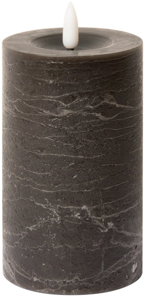 LED Bloklys, rustik, trækul, 12,5xø7,5 cm