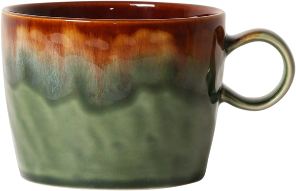 Krus m/hank, grøn/brun, 8,5xø11 cm