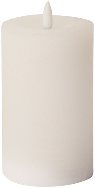 LED Bloklys, rustik, hvid, 12,5xø7,5 cm