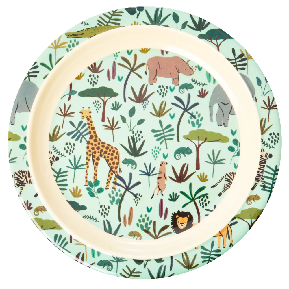 Børnetallerken Lys Grøn All Over Jungle Print
