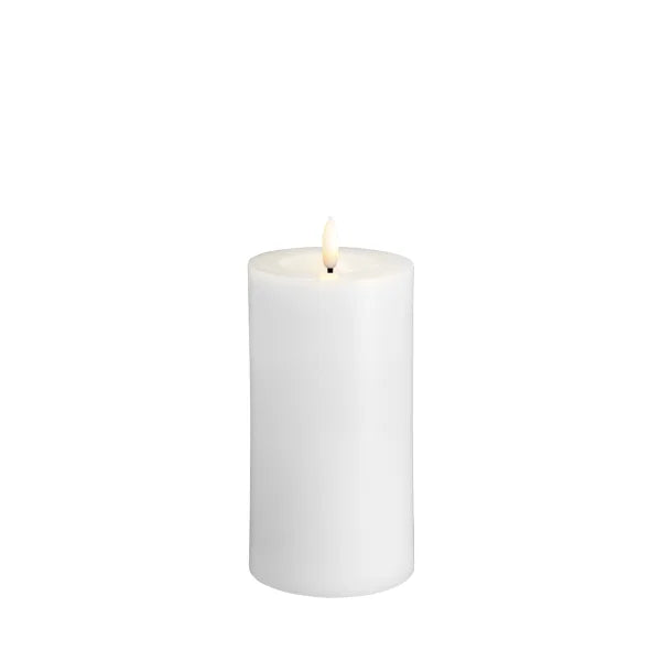 MM LED pillar candle, Silk, Melted, Classic white, 74x150 mm