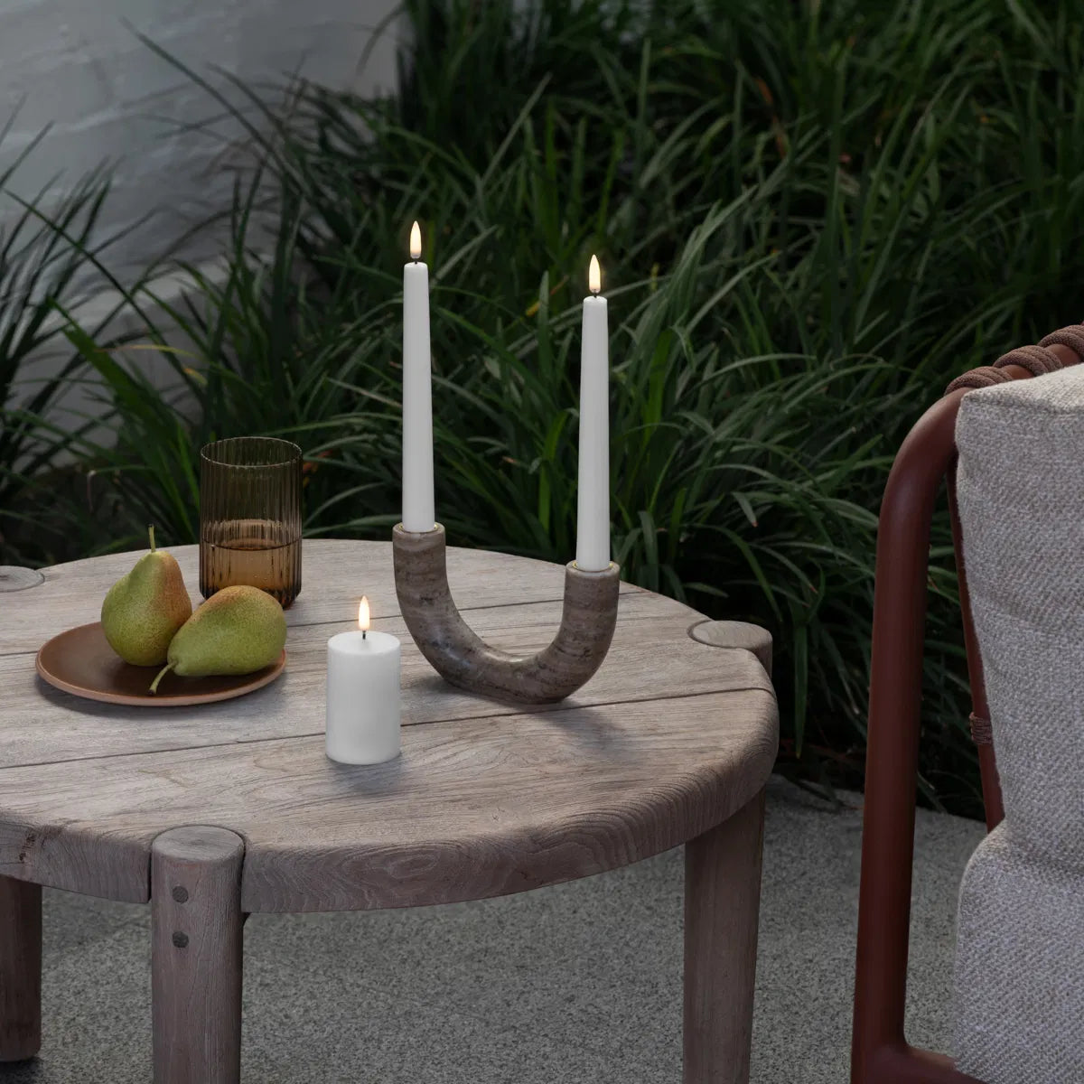 Outdoor LED taper candle, White, 2-pack, 2,3 x 25 cm