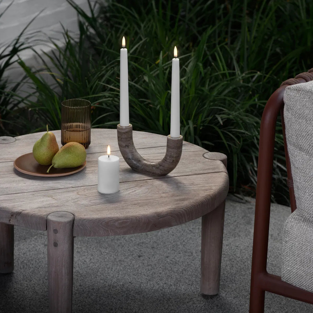 Outdoor LED pillar candle, White, 5 x 7,8 cm