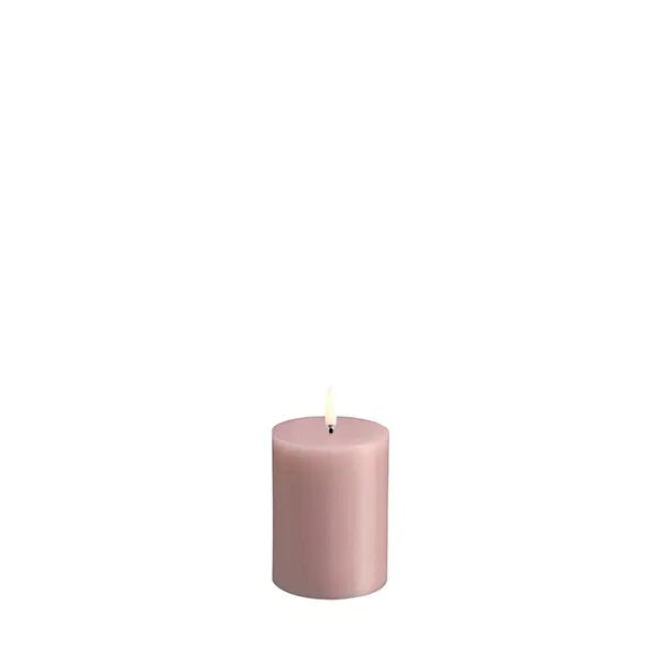 LED pillar candle, Rose powder, Smooth, 7,8x10 cm