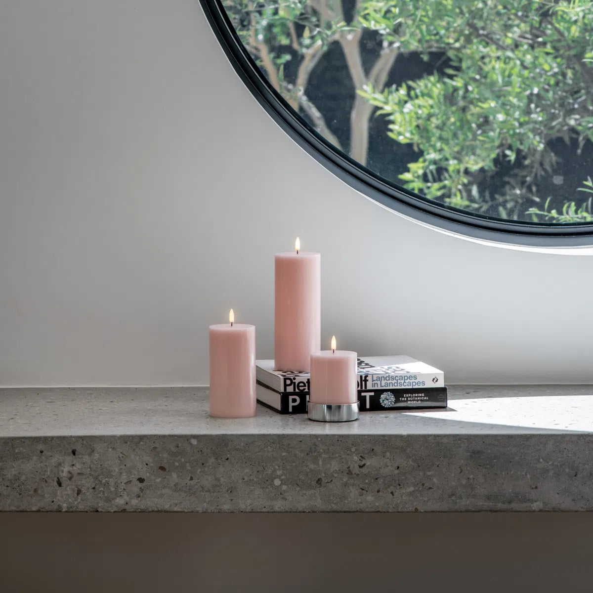 LED pillar candle, Rose powder, Smooth, 7,8x20 cm