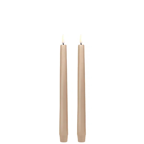 LED taper candle, Beige, Smooth, 2-pack, 2,3x25 cm