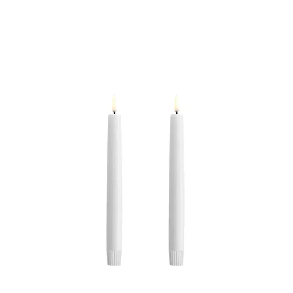 LED taper candle, Nordic white, Smooth, 2-pack, 2,3x20 cm