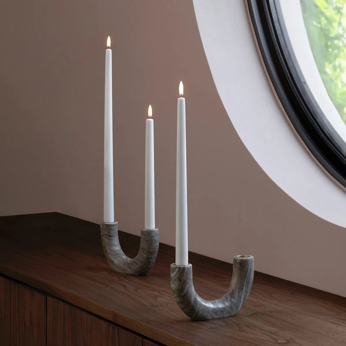 LED taper candle, Nordic white, Smooth, 2-pack, 2,3x25 cm