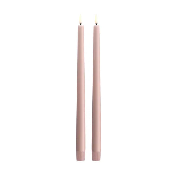LED taper candle, Rose powder, Smooth, 2-pack, 2,3x32 cm