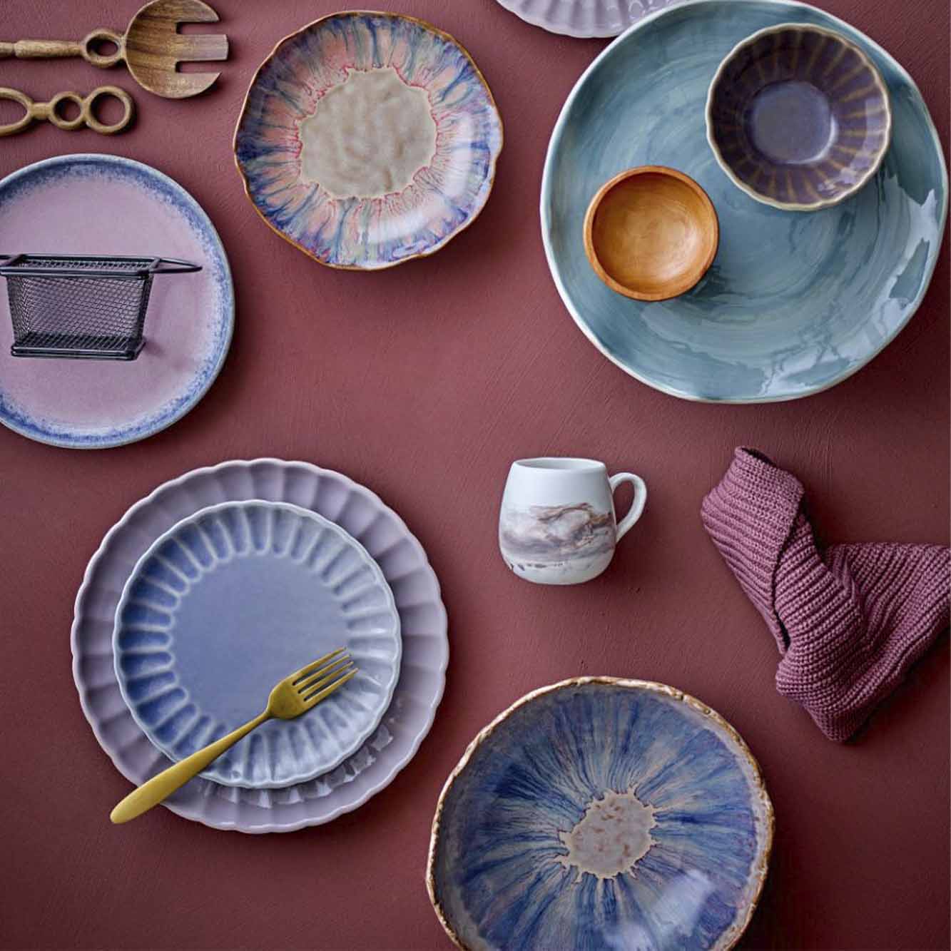 Amalia Skål, Blå, Stentøj