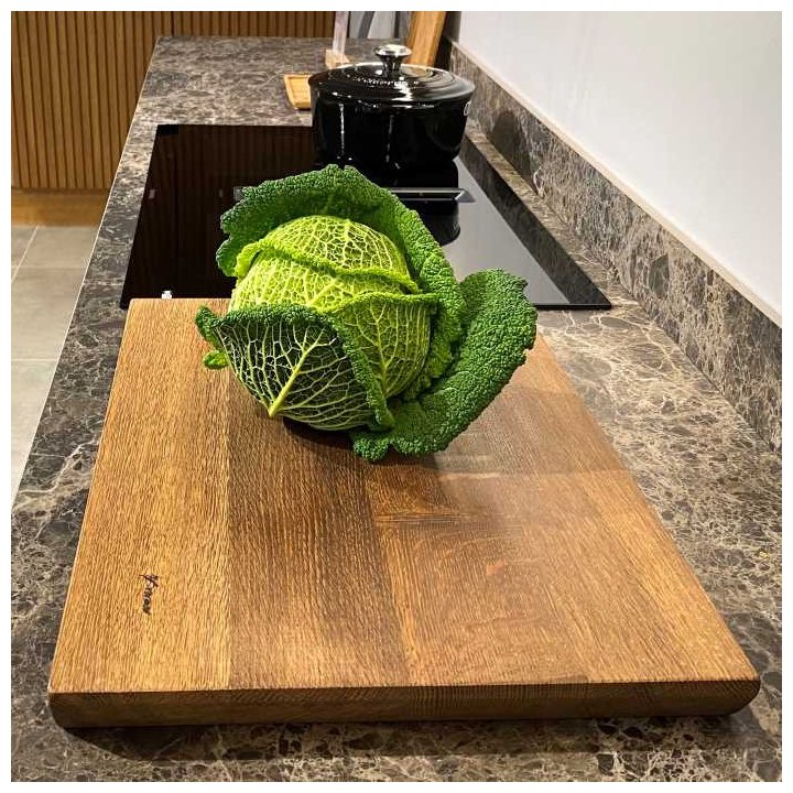 Plank huggeblok – røget eg, 55 × 38 cm