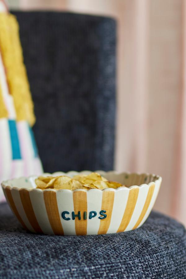 Chip Skål, Multifarvet, Stentøj