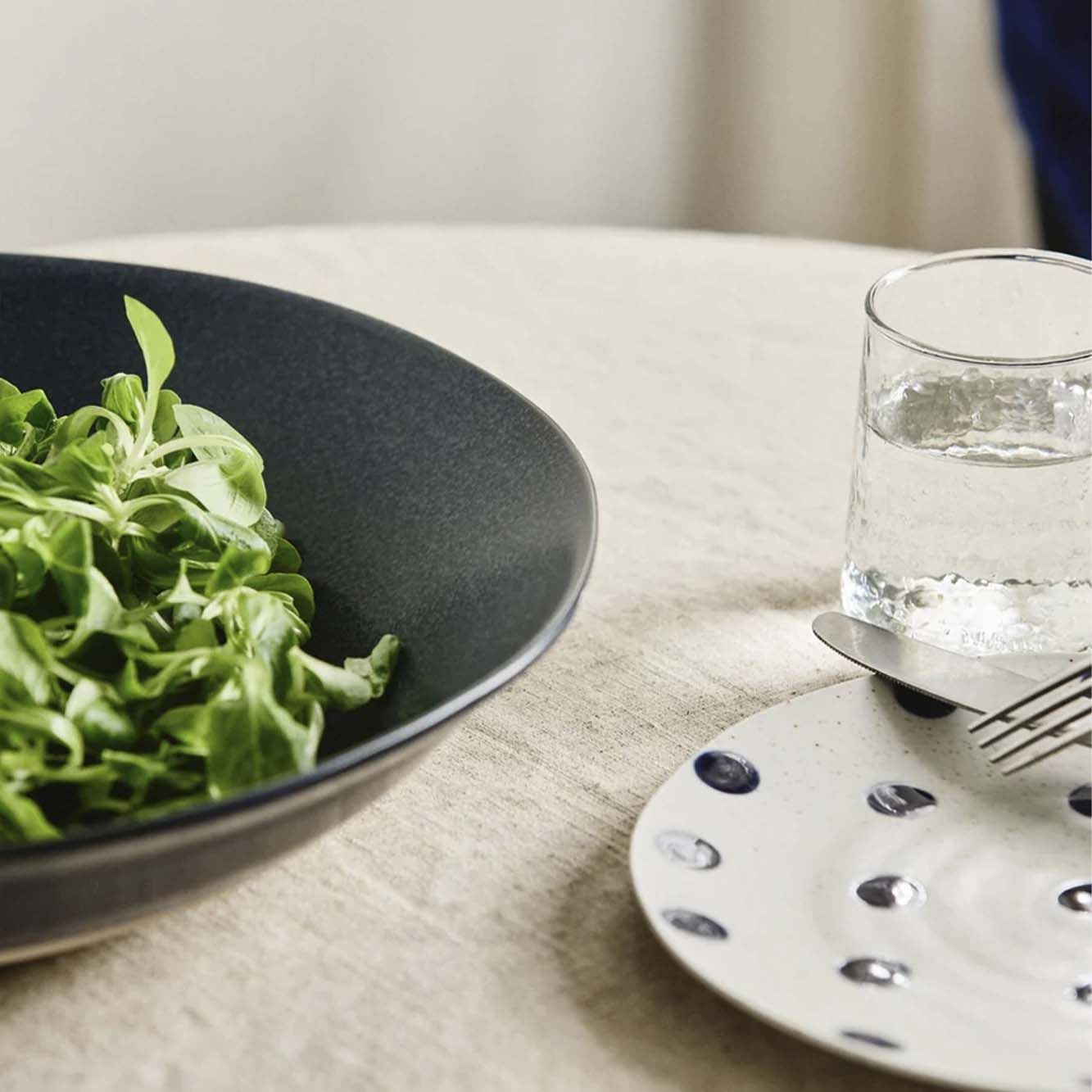 GRAINY salatskål i keramik - ø34 cm - mørkeblå