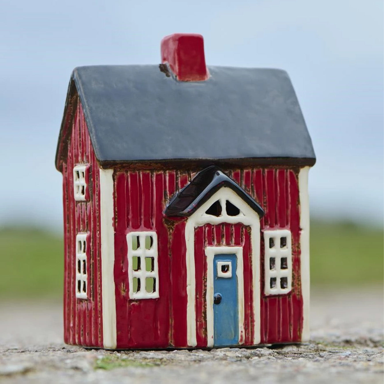 Hus t/fyrfadslys Visby blå dør