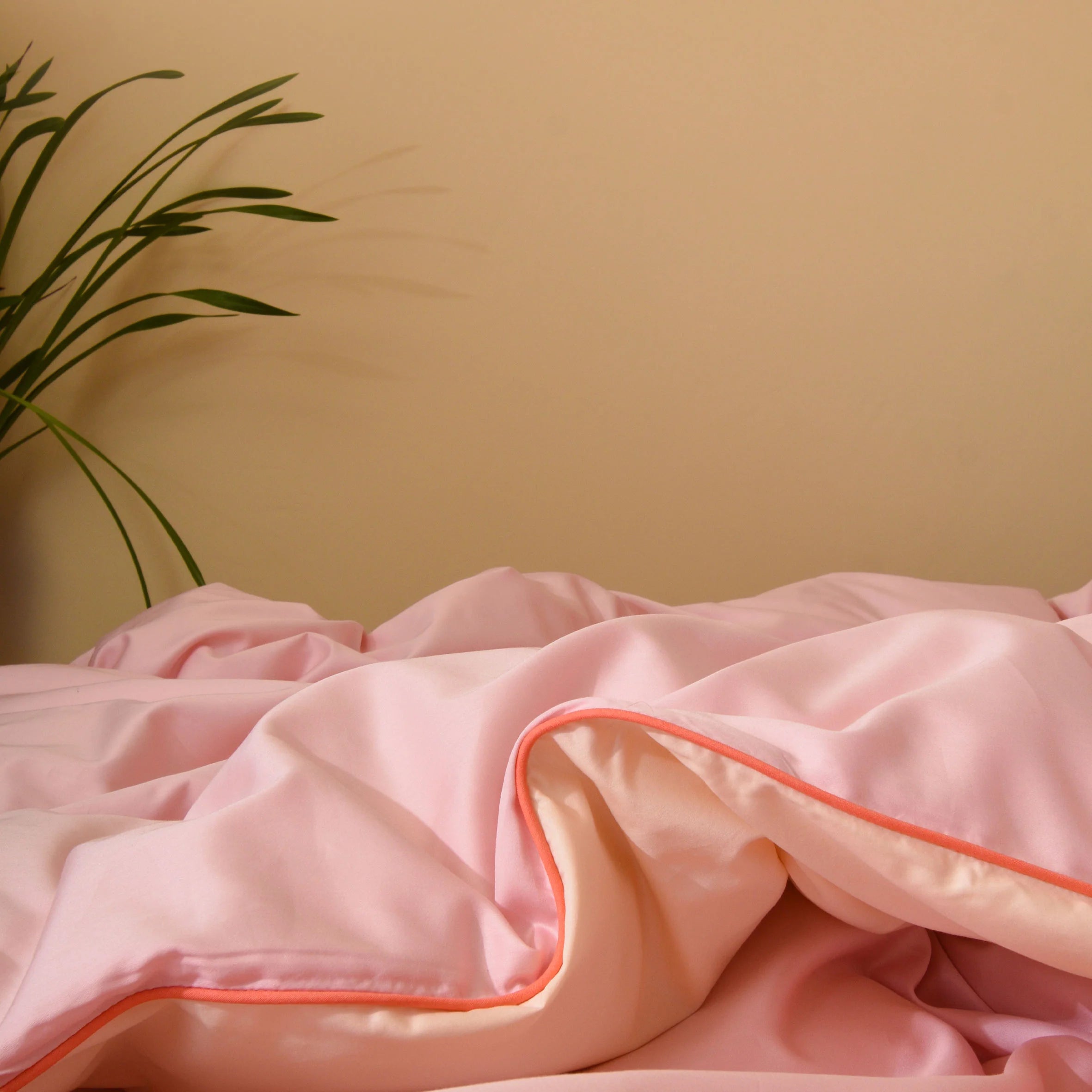 Bomuldssatin dyne- Light pink & cream 140x220