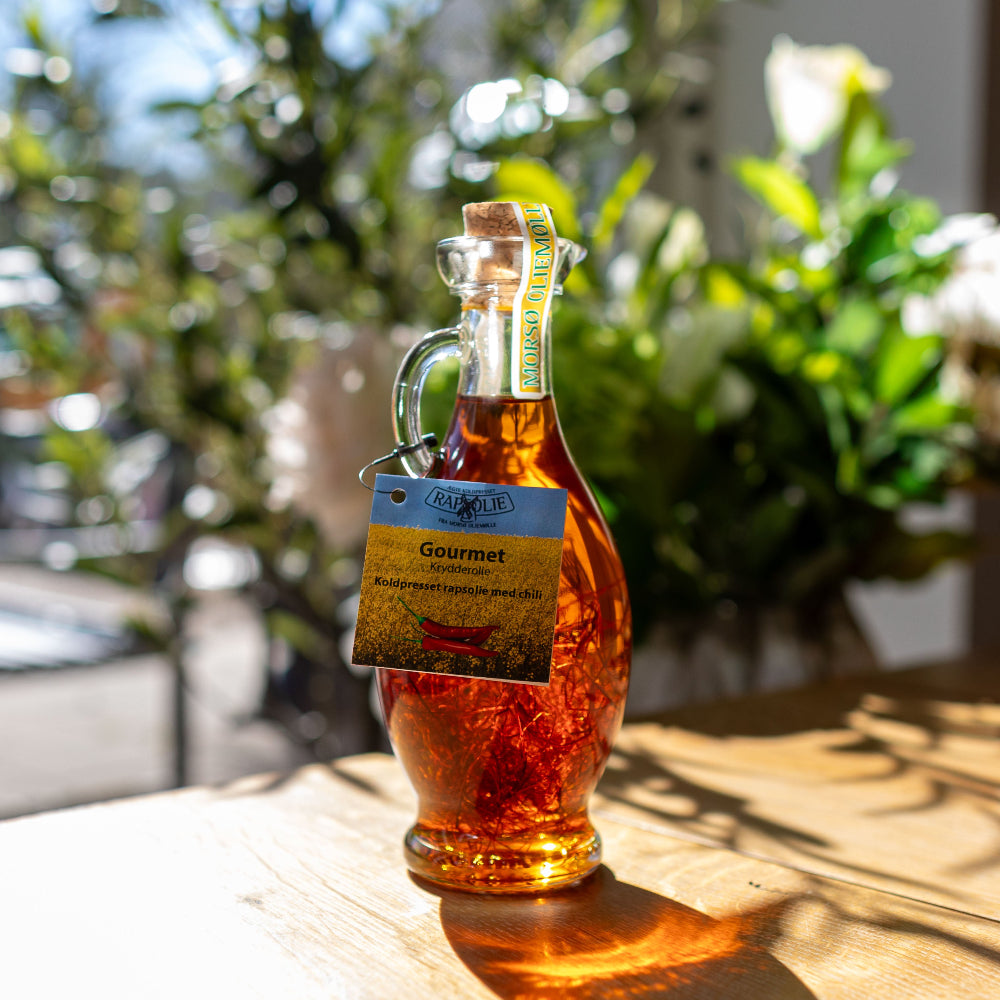 Morsø Oliemølle- Koldpresset rapsolie med chili 250ml