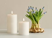 LED Bloklys, Østersgrå (7,8 x 10 cm)