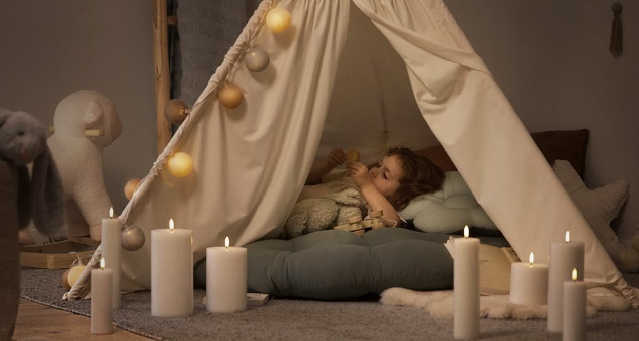 LED Bloklys, Østersgrå (7,8 x 20 cm)