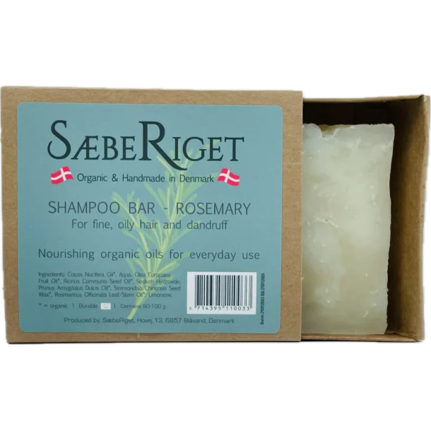 Økologisk fast shampoo bar rosemarin - 100 gram