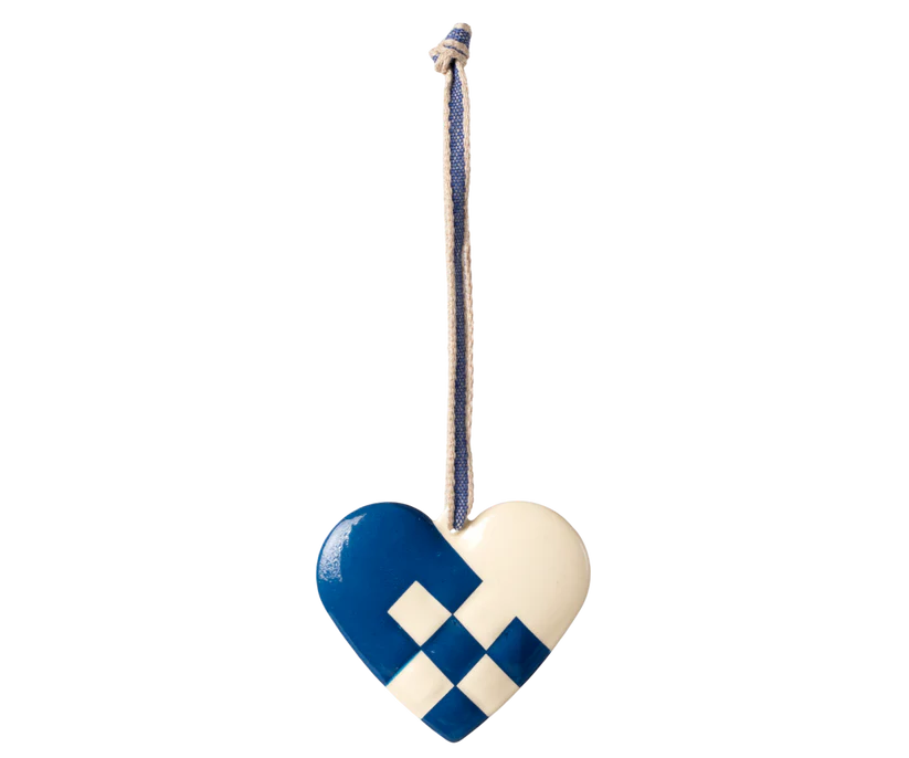 Metalophæng, Hjerte, Lille - Mørk blå