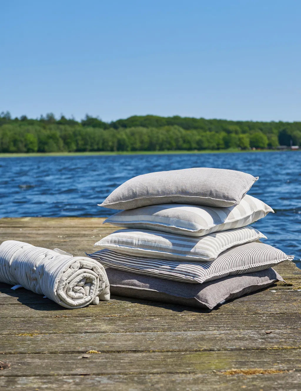 Pude m/fyld strib 60x60cm bomuld