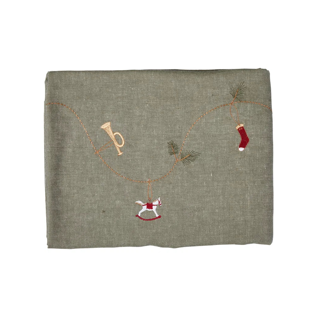 Dug m/broderi 140x360cm bomuld