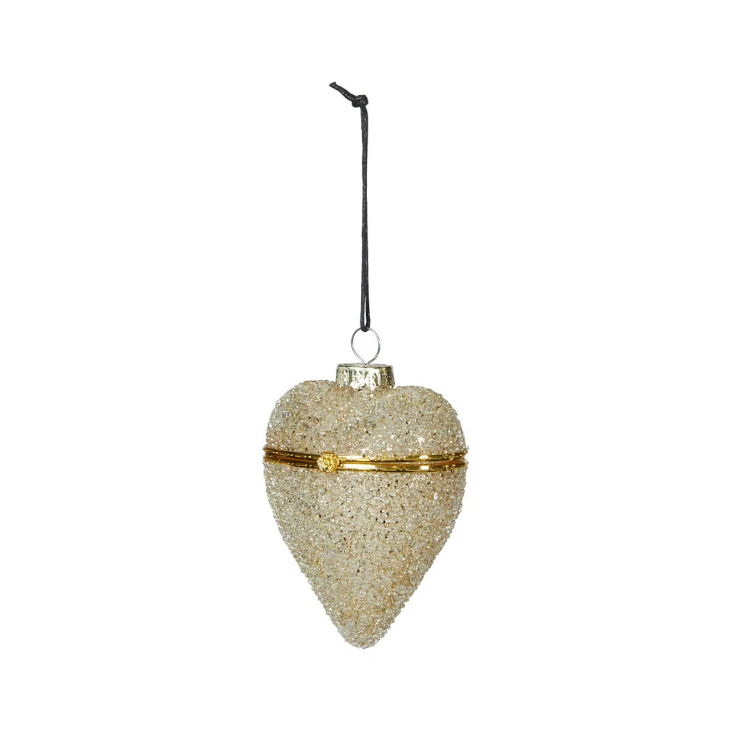 Julehjerte m/åbning D7x8cm glas