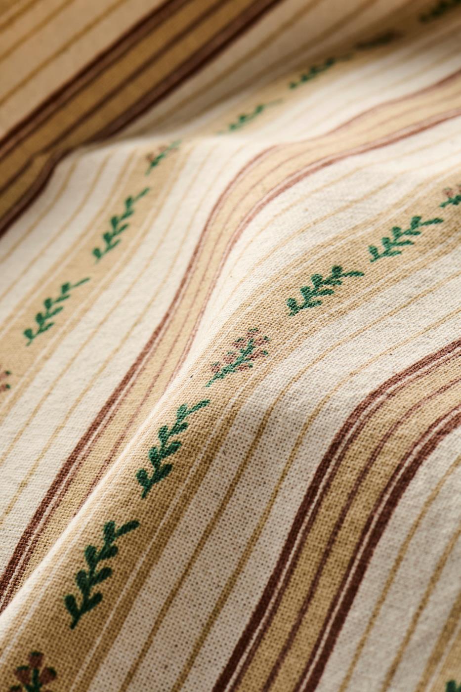 Viskestykke Isolde natur m/brune striber og grønne stilke