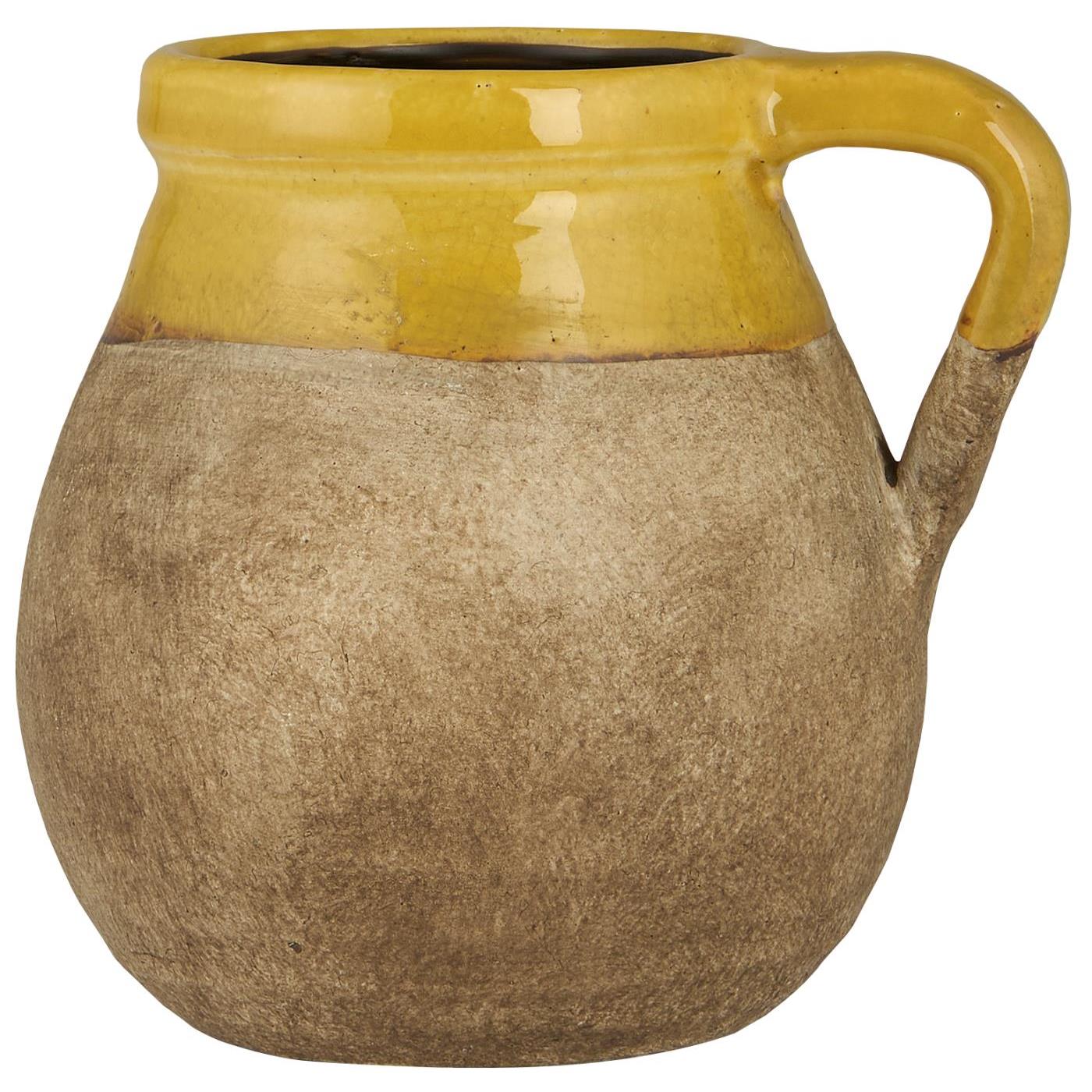 Vase m/hank naturfarvet m/mustard kant Avignon