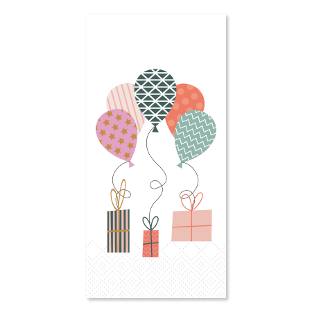 Serviet m. balloner og gaver